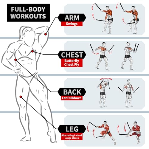 Weighted Ropeless Battle Ropes, Heavy Duty Portable Cordless Battle Ropess for HIIT Workouts, Cardio & Muscle Training, Low-Impact Cardio Training for Men & Women with Non-Slip Gloves