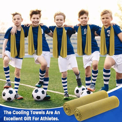100 Pack Cooling Towels, 40"x12" Cooling Towels for Neck and Face Breathable Soft Chilly Sweat Rag Microfiber Sport Rags for Gym Yoga Golf Running - color: Yellow