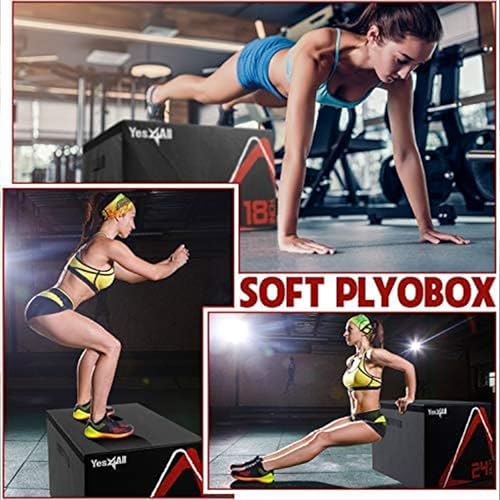 Yes4All Adjustable Soft Plyo Box, Jumping Trainer - For Plyometric Exercises and Conditioning, Multiple Height Variations - color: E. Black - 12"