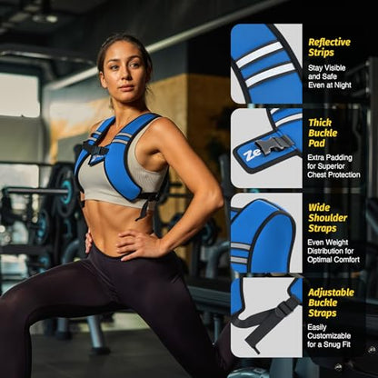 Zelus Weighted Vest for Women Men, Washable Z-Fit Weighted Vest 5/10/15lb - color: Light Blue, size: 15 LB