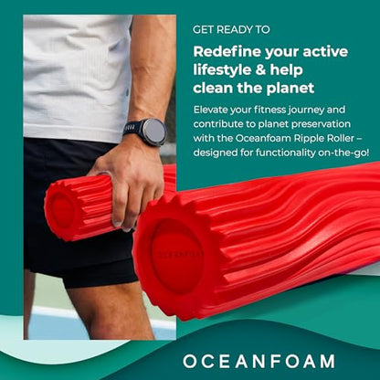 Oceanfoam Ripple Roller - Small Foam Roller for Physical Therapy (Red) - color: Red