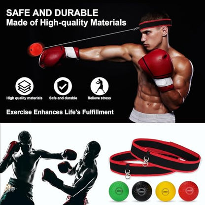 Dermasy® Upgraded Boxing Reflex Ball, Boxing Training Ball with Headband Perfect for Reaction, Punching Speed, Fight Skill, Fitness, Newst Boxing Equipment - style: 4 balls
