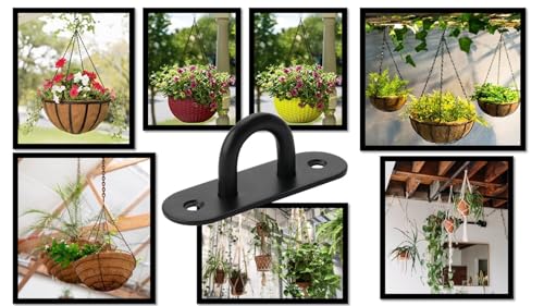Heavy Duty Black Zinc Galvanized Steel Hammock Ceiling Hook Pad Eye Plates Corrosion Resistant (2 Pack M6 Zinc Black) - color: 2-PACK M6 ZINC BLACK