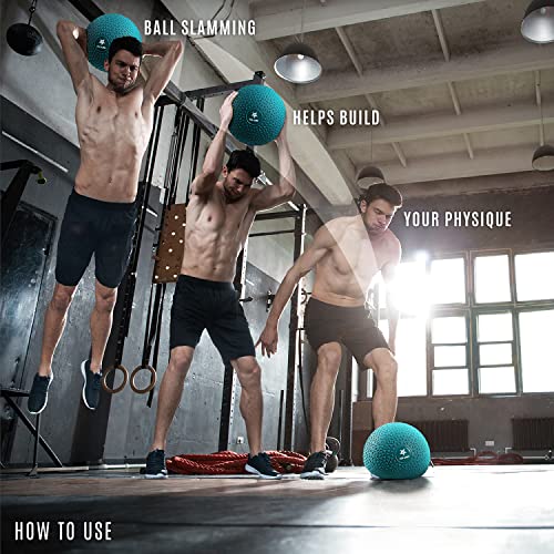 Yes4All Slam Balls, 10-40lb Weighted Ball Weight, Durable PVC Sand Filled Workout Dynamic Slam Ball for Strength Training, Triangle, Teal, 15lbs - color: Trendy teal, style: C. 15lbs