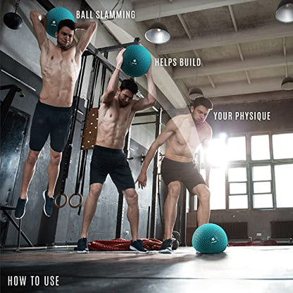 Yes4All Slam Balls, 10-40lb Weighted Ball Weight, Durable PVC Sand Filled Workout Dynamic Slam Ball for Strength Training, Triangle, Teal, 15lbs - color: Trendy teal, style: C. 15lbs