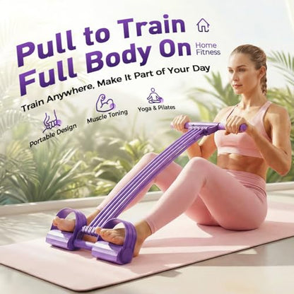 Pedal Resistance Bands with Handles, Elastic Pull Rope Fitness, Multifunction Yoga Resistance Band, Foot Pedal Resistance Bands, Stretching Workout Fitness Bands for Abdomen, Waist, Arm, Leg - color: Purple