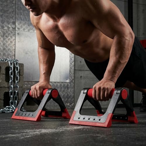 Toddmomy Foldable Push-up Stand Pair Portable Exercise Handles for Home Strength Training Compact Push up Bars for Floor Workouts with Rotating Arm Support 6.3 Inch Fitness Equipment