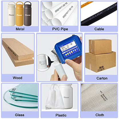 Phezer Upgraded Mini Inkjet Printer for Flat and Curved Surface PC11 Plus, 25 Languages & Quick-Drying Ink Cartridge, Portable Pocket Marking Device for Date Time Barcode Logo Qrcode Batch Number - color: PC11 Plus Mini Printer