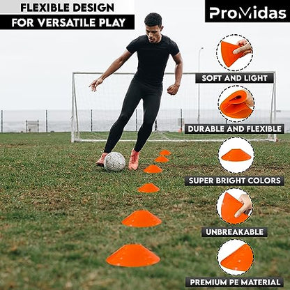 Disc Soccer Cones for Training Kids - 25/50/100/200 Small Plastic Cones for Sports Training - Flexible Conos for Soccer Practice Equipment, Basketball & Football Drills Equipment