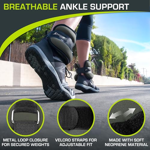 ProsourceFit Ankle/Wrist and Arm/Leg Weights Set of 2, Adjustable Strap 1 lb-5 lb, Adjustable Weight 15 lb, 10 lb, 7 lb for Men and Women - color: Grey, size: 2lb