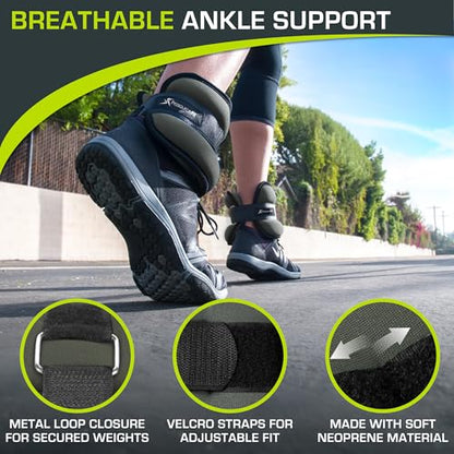 ProsourceFit Ankle/Wrist and Arm/Leg Weights Set of 2, Adjustable Strap 1 lb-5 lb, Adjustable Weight 15 lb, 10 lb, 7 lb for Men and Women - color: Grey, size: 2lb
