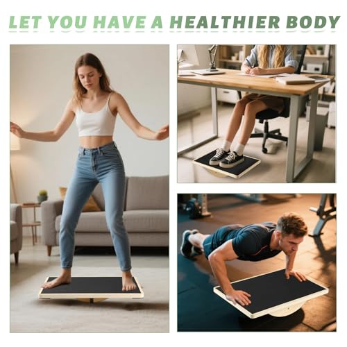 Professional Wooden Balance Board for Adults-Anti-Slip 350LBS Wobble Board for Physical Therapy, Standing Desk, Core Strength-Rocker Board,Balancing Board