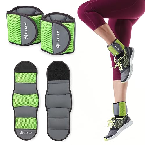 Gaiam Ankle Weights, Wearable Bracelet to Strengthen, Tone & Sculpt, Adjustable Ankle Weights for Women & Men for Yoga, Dance, Pilates, Barre, Cardio, Home & Gym Use