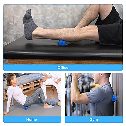 URAQT Spiky Massage Ball Set, 2 Pack Physical Therapy Massage Balls, Hard Lacrosse Ball & Spiky Massage Ball for Myofascial Release and Trigger Point Deep Tissue Massage (Blue)