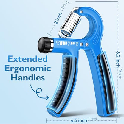 FitBeast Grip Strengthener Forearm Strengthener, Adjustable Hand Grip for Strength Training & Rehabilitation, 10-132 lbs Resistance, Ideal for Athletes and Physical Therapy - color: Light Blue