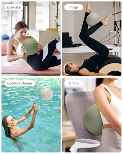 YOTTOY Small Exercise Ball，9-inch Pilates Ball with Anti-Burst Technology for Stability, Ideal for Yoga, Pilates, Physical Therapy & Home Workouts - color: White