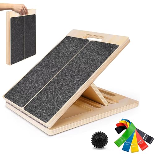 Slant Board for Calf-Stretching - Wooden Incline Wedge Stretcher for Squats, Foot & Ankle Mobility, Portable Fitness Equipment, Balance Block for Heel Stretch