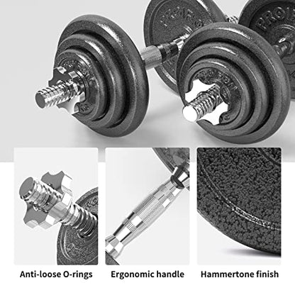 PROIRON 20kg/30kg Adjustable Dumbbells Weights set for Men Women, Cast Iron Dumbell Barbells set, Strength Training Equipment Home Gym Fitness, Hand Weights, Free Weights Bar Bell for Weight Lifting