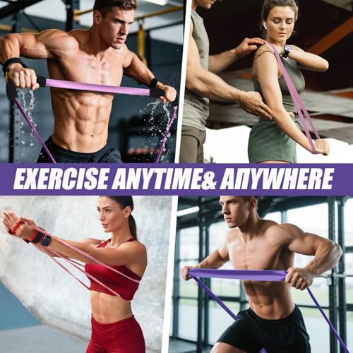 WHATAFIT Resistance Bands, 5 Level Pull Up Assistance Bands for Working Out - color: 5-125LBS PINK PURPLE+GRIP