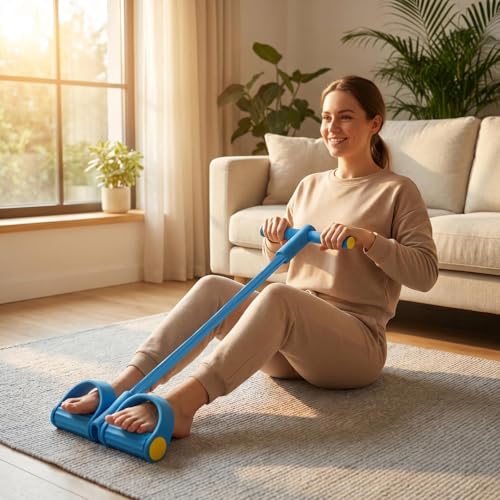 Pedal Resistance Bands 6-Tube Multifunction | Durable 6-Tube Multifunction Pedal Band, Full Body Workout, Includes Figure 8 Band with Handles（Blue）