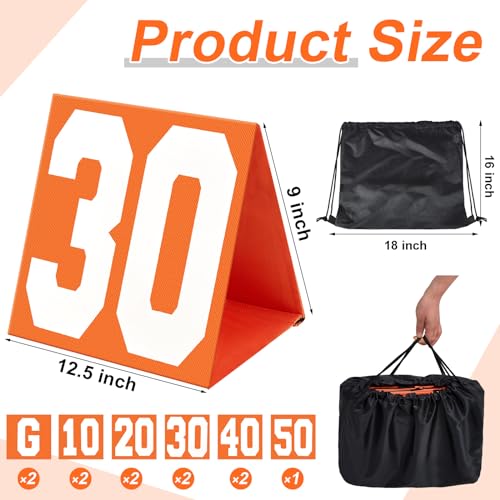 Liliful Football Yard Markers High Visibility Field Yard Line Markers 12.5 Inch Portable Weighted Yardage Marking with Carry Bag for Sports Game Training