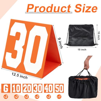 Liliful Football Yard Markers High Visibility Field Yard Line Markers 12.5 Inch Portable Weighted Yardage Marking with Carry Bag for Sports Game Training