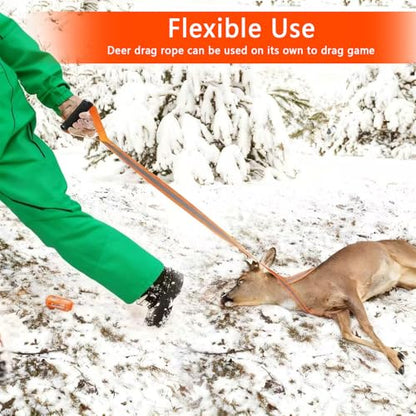 Deer Drag Harness Heavy Duty Orange Deer Drag Rope with Reflective Strip Soft Handle and Widened Shoulder Strap 400lb Capacity Deer Drag Set Perfect Men's Hunting Accessories and Gift for Hunters