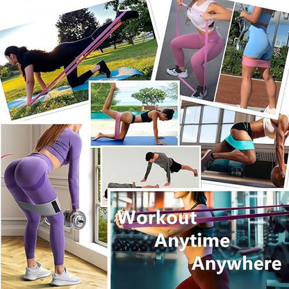 Fabric Resistance Bands Set for Working Out,6 PC Non-Slip Exercise Booty Bands for Women & Men Leg and Glutes,Stretch Workout Bands for Home Gym Fitness,Yoga, Pilates,Stretching