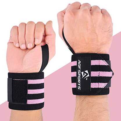 AQF Wrist Wraps for Weightlifting - USPA & IPL Approved 18" Gym Wrist Support with Thumb Loop - Heavy Duty Lifting Wrist Straps for Fitness, Workout, Powerlifting, & Bodybuilding (Pair)