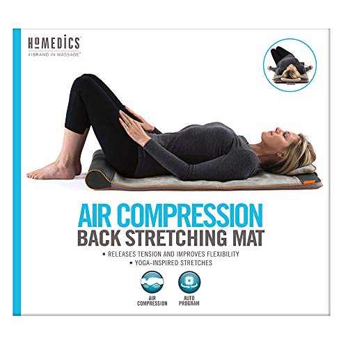 Homedics Yoga Fitness Back and Lumbar Stretching Mat with Air Compression and 3 Levels of Intensisty, Silver - style: Standard