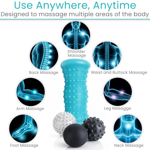 Vive Massage Ball Set (4 Piece) - Plantar Fasciitis Relief Foot Pain Hot
