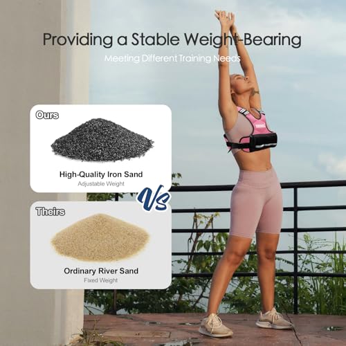 Feyachi Adjustable Weighted Vest, 3-32lb Vest with 6 Ironsand weights - color: Pink, size: 3-12 lbs