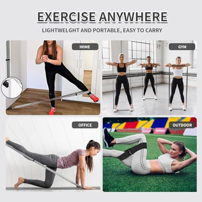 9 PCS Fabric Resistance Bands Set for Working Out, Non-Slip Exercise Booty Bands for Women & Men Leg and Glutes with Hair Ties and Tape Measure - for Home Gym Workout, Yoga, Pilates