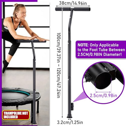 Quick-Release Handle Bar for Straight Leg Fitness Trampoline, Non-Slip Cushy Rebounder Handle Accessory, Fitness Trampoline Pole Cup Holder