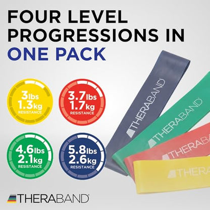 THERABAND Resistance Band Loop Set, Exercise, Workout, Physical Therapy - color: Yellow/Red/Green/Blue, size: 18 inch