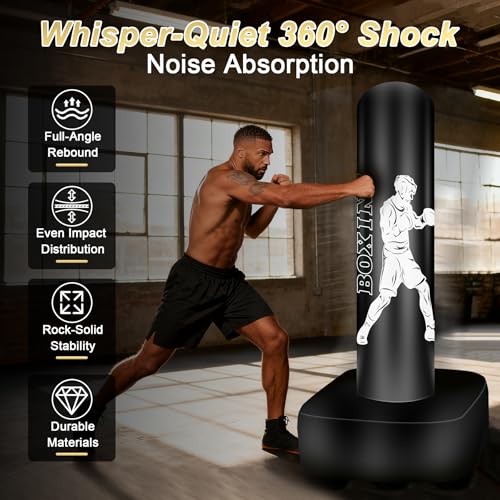 Punching Bag for Adults, 70" Boxing Bag with Stand, Freestanding Heavy Bag with Boxing Gloves, Reflex Ball Set, Kickboxing Bag Training Equipment for Muay Thai, MMA, Gym, Training, Fitness - style: White Athlete - Accessories Not Included