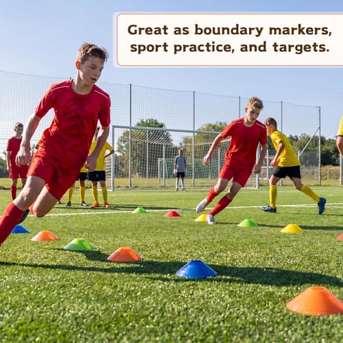 Soccer Cones with Straps Set, Disc Training Cones Bulk Agility Cone Sports Cone for Drills, Challenge, Football, Basketball, Skating, Coaching, Practice Equipment, Indoor, Outdoor