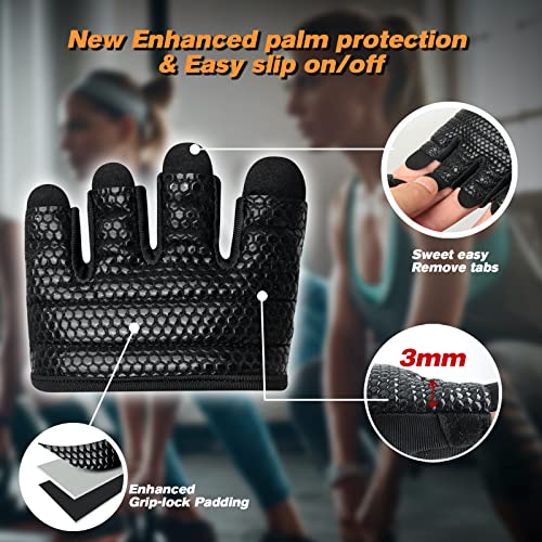 Minimal Workout Gloves,Short Micro Weight Lifting Gloves Grip Pads with Full Palm Protection & Extra Grip for Men Women Weightlifting,Gym,Cross Training,Powerlifting,WODs.