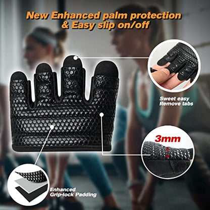 Minimal Workout Gloves,Short Micro Weight Lifting Gloves Grip Pads with Full Palm Protection & Extra Grip for Men Women Weightlifting,Gym,Cross Training,Powerlifting,WODs.