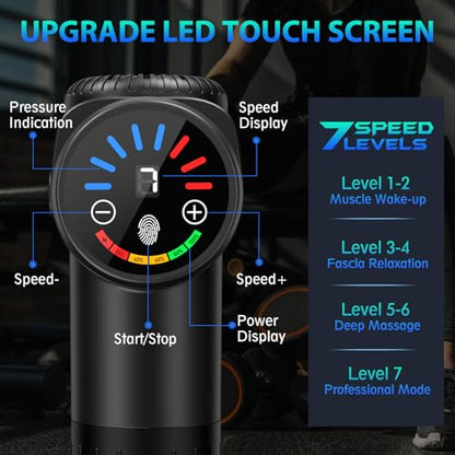 TOLOCO Massage Gun, Deep Tissue Back Massage for Athletes for Pain Relief, Percussion Massager with 10 Massages Heads & Silent Brushless Motor, Fathers Day Dad Gifts, Black