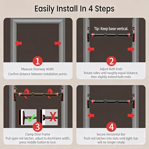 Adjustable Doorway Pull-Up Bar for Home Gym, Multi-Position Chin-Up & Pull-Up Bar for Upper Body Workouts