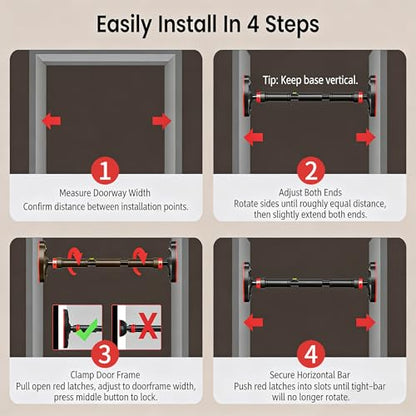 Adjustable Doorway Pull-Up Bar for Home Gym, Multi-Position Chin-Up & Pull-Up Bar for Upper Body Workouts