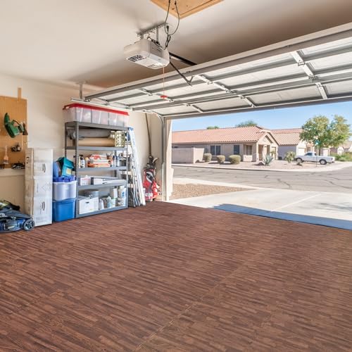Sorbus Wood Grain Floor Tiles Foam Mat EVA Interlocking Mats Tile 3/8-Inch Thick Flooring Wood Puzzle Exercise Mats w/Borders - Home Playroom Basement, Apartment, Trade Show, Baby, Dance