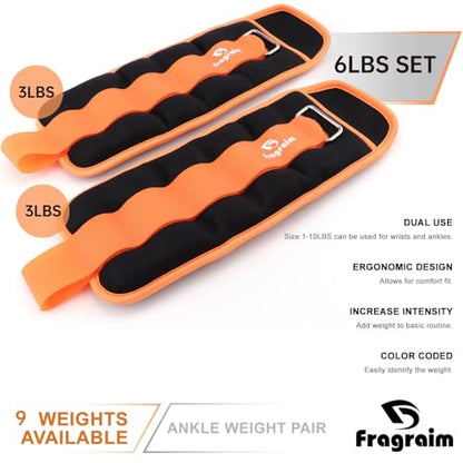 Ankle Weights for Women, Men and Kids - 1/2/3/4/6/8/10/12/15/20 LBS 1 Pair Strength Training Wrist/Leg/Arm Weight with Adjustable Strap for Jogging, Gymnastics, Aerobics, Home Fitness, Physical Therapy