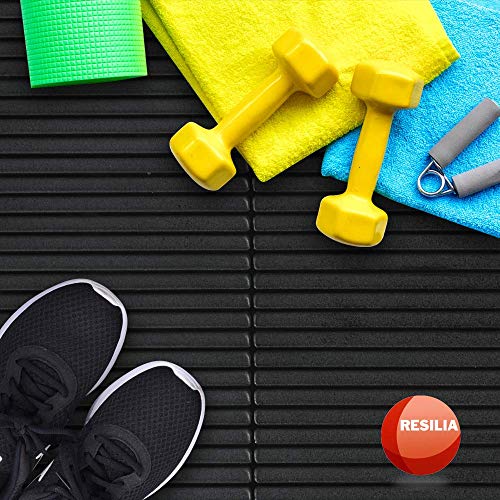 RESILIA Heavy-Duty Protective Floor Mat for Exercise Equipment, Heavy Duty and Easy-to-Clean Design Protects Floors, for Gym Use, Weightlifting, Training, Made in The USA