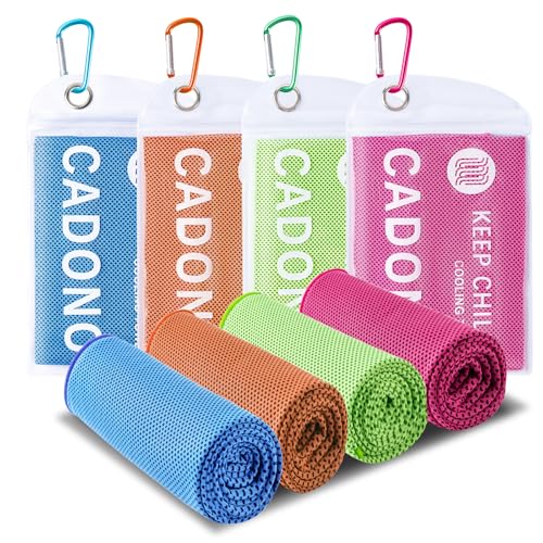 4 Pack Cooling Towel (40"x12"), Soft Breathable Chilly Towel, Ice Towel - color: Light Blue/Green/Pink/Orange