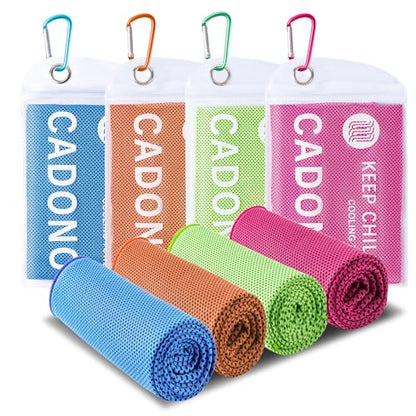 4 Pack Cooling Towel (40"x12"), Soft Breathable Chilly Towel, Ice Towel - color: Light Blue/Green/Pink/Orange