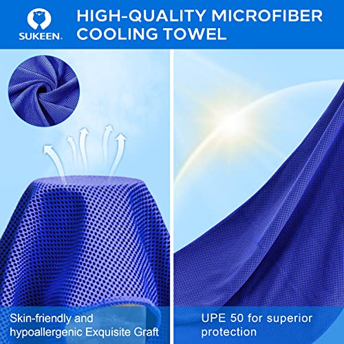 Sukeen 4 Pack Cooling Towels (40"x 12"), Cooling Neck Wraps, Soft Ice Towel - color: Dark Blue/ Dark Grey/Brown/Black