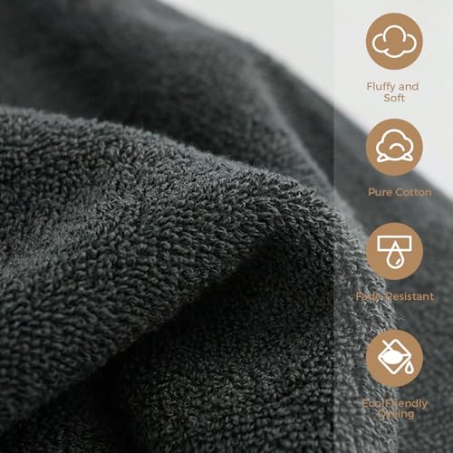 100% Cotton Hand Towel Set of 4, Oversized Ultra Soft Luxury Towels, Thick Plush, Absorbent Heavyweight, Guest Bath, Hotel, Spa, Home Bathroom, Shower,20" x 40" (Dark Grey) - color: Dark Grey