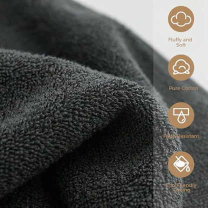 100% Cotton Hand Towel Set of 4, Oversized Ultra Soft Luxury Towels, Thick Plush, Absorbent Heavyweight, Guest Bath, Hotel, Spa, Home Bathroom, Shower,20" x 40" (Dark Grey) - color: Dark Grey
